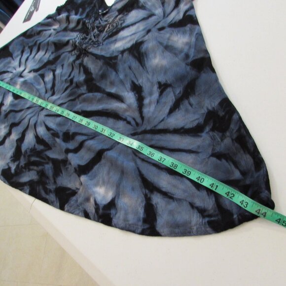 Pacific Batik Collection Tunic Top Free Size Blue Black Tie Dye Embroidered - Picture 13 of 15